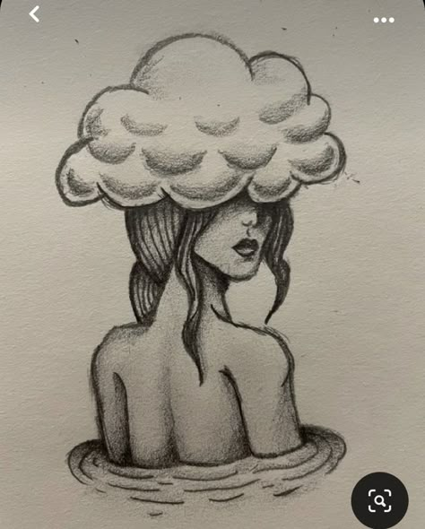 Head In The Clouds Painting, Cloud Person Drawing, Head In The Clouds Art, Head In The Clouds Drawing, Head In The Clouds Tattoo, Spiderman Pixel Art, Drawing Feelings, Scratchboard Art, Cloud Tattoo