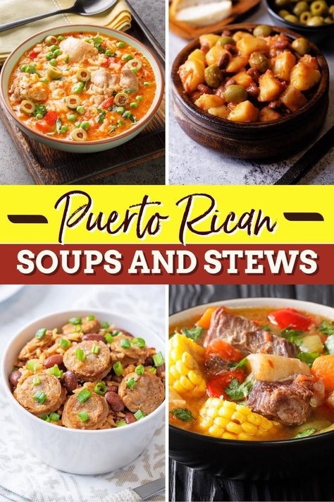 These Puerto Rican soups and stews are the true heroes of the Island of Enchantment's cuisine. They'll satisfy the stomach and warm your soul with one sip. Puerto Rican Beef Soup, Puerto Rican Seafood Soup, Puerto Rican Goat Stew Recipe, Spanish Soup Recipes Puerto Rico, Spanish Soup Puerto Rico, Cheap Puerto Rican Meals, Gaspacho Recipe Puerto Rican, Puerto Rican Stew, Puerto Rican Soup Recipes