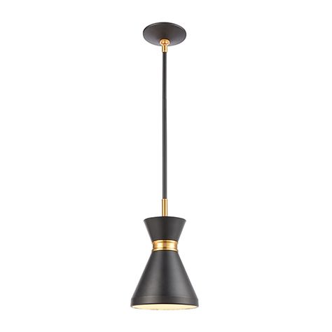 Modley Matte Black and Brushed Brass One-Light Mini Pendant Mid Century Lighting Pendant, Modern Contemporary Style, Elk Lighting, Under The Lights, Brass Accents, Geometric Pendant, Black Matte, Brushed Brass, Mini Pendant