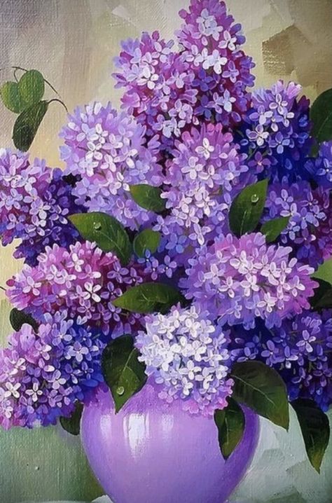 Plastic Canvas Kits, Paint For Beginners, Acrylic Painting Ideas For Beginners, Easy Acrylic Painting Ideas, Lilac Painting, Hydrangea Painting, Grass Painting, Acrylic Painting Ideas, Easy Acrylic Painting