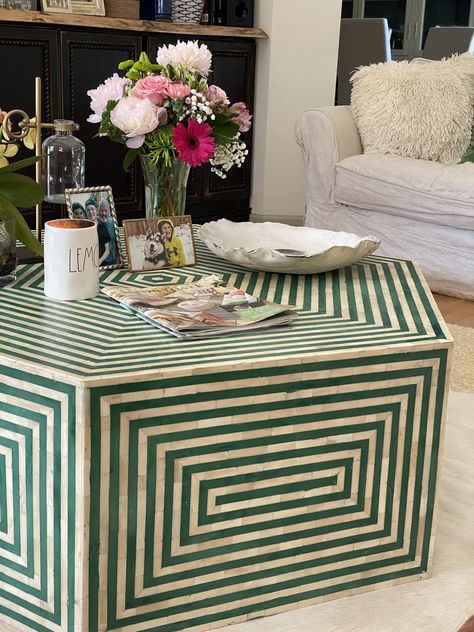 Non Traditional Coffee Table, Terrazzo Coffee Table Diy, Tiled Ikea Furniture, Vintage Side Table Decor, Modern Painted Coffee Table, Striped Coffee Table, Tiled Console Table, Tiles Coffee Table, Checkered Coffee Table