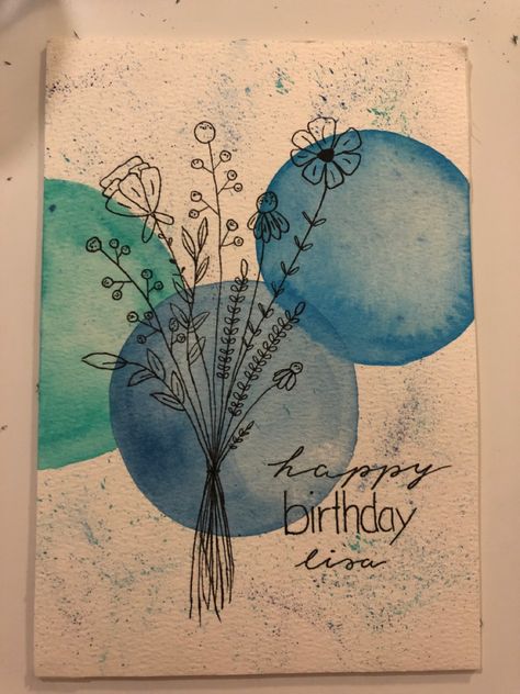 Happy Birthday Aquarell, Watercolor Happy Birthday Card, Greeting Cards For Teachers, Creative Birthday Cards, Painting Birthday, Birthday Card Drawing, Card Drawing, Happy Paintings, Art Birthday