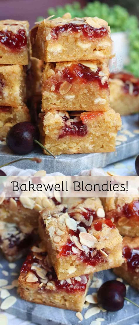 Bakewell Blondies, Mini Patisserie, Boutique Patisserie, Patisserie Vegan, Janes Patisserie, Tray Bake Recipes, Cake Baking Recipes, Sweet Treats Recipes, Ground Almonds