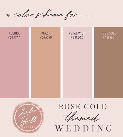 The allura wedding suite color swatch palette card - with shades of blush and dusty pink, rose gold, and peach. See the wedding collection… Gold Color Code, Pink Ombre Wedding, Peach Color Schemes, Spring Wedding Outfit, Stationery Gifts, Rose Gold Wedding Invitations, Gold Wedding Colors, Ombre Wedding, Gold Color Palettes