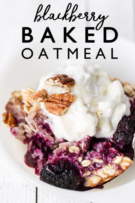 Frozen Fruit Baked Oatmeal · ONE armed MAMA Frozen Blackberry Recipes, Easy Breakfast For A Crowd, Blackberry Recipes Easy, Frozen Fruit Recipes, Yogurt Frozen, How To Freeze Blackberries, Baked Oatmeal Recipe, Baked Oatmeal Cups, Blackberry Recipes