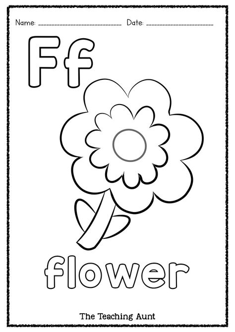 F is for Flower Art and Craft - The Teaching Aunt Flower Art And Craft, F Is For Flower, F Coloring Pages, Letter F Craft, Alphabet Wall Cards, Letter A Coloring Pages, Color Worksheets For Preschool, The Letter F, Coloring Worksheet