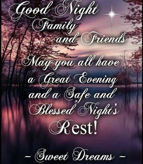 Good Night Family, Evening Blessings, Good Night Qoutes, Good Night Prayers, Good Night Prayer Quotes, Blessed Night, Good Night Everyone, Quotes Dream, Good Nite