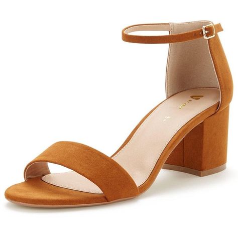 V by very houghton block heeled sandals - tan  keep your shoe-drobe timeless this summer in a pair of houghton block heeled sandals from v by very! The ankle s… Tan Sandals Heels, Heel Sandals Outfit, Brown Sandals Heels, Low Block Heel Sandal, Gladiator Sandals Heels, Trendy Heels, Ankle Strap Sandals Heels, Tan Sandals, Ankle Wrap Sandals