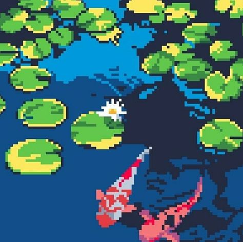 Pixel Art Pfp Aesthetic, Lily Pad Pixel Art, 8 Bit Pixel Art, Pixel Art Landscape, Piskel Art, 8 Bit Art, Art Pixel, Pixel Art Background, Arte 8 Bits