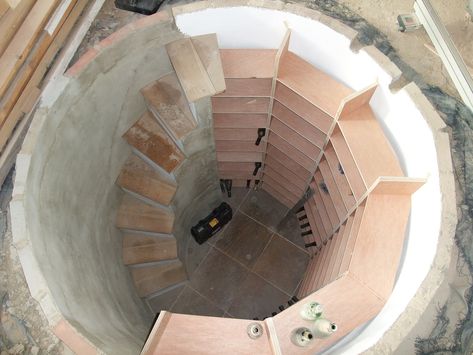 Wine Cellar In Kitchen, Spiral Cellar, Spiral Wine Cellar, Spiral Staircases, Home Wine Cellars, Root Cellar, Wine Cellar Design, Cellar Design, Spiral Design