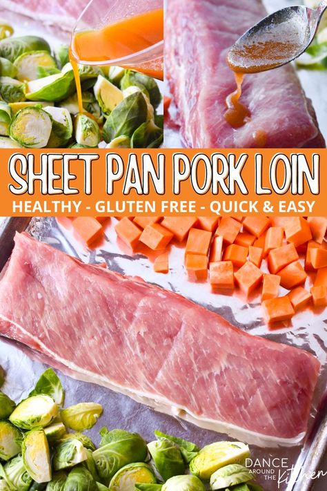 Boneless Pork Sirloin Roast, Juicy Pork Loin, Boneless Pork Loin Recipes, Pork Loin Recipes Oven, Bbq Pork Loin, Baked Pork Loin, Sheet Pan Pork, Mom Meals, Crispy Brussels Sprouts