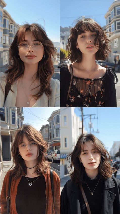 Mid Haircuts, Middle Part Haircut, Midi Hair, Pretty Short Hair, City Girl Aesthetic, Layered Haircuts For Medium Hair, Brunette Hair With Highlights, Haircuts For Wavy Hair, Exude Confidence