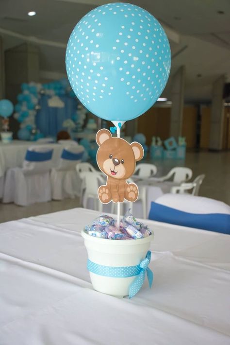 Mason Jar Baby Shower Centerpieces, Babby Shower, Boy Baby Shower Centerpieces, Bear Baby Shower Theme, Unisex Baby Shower, Baby Gender Reveal Party, Baby Shawer, Boy Baby Shower Themes, Teddy Bear Baby Shower