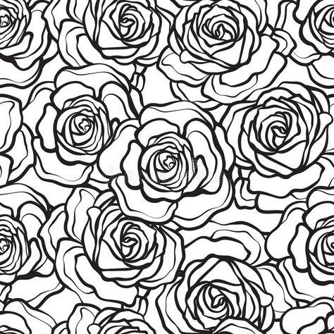 Rose flower seamless pattern. Outline black roses on white background. Stock vec #Sponsored , #Sponsored, #ad, #seamless, #Rose, #flower, #pattern Pattern Outline, Flower Stencil Patterns, Rose Outline, Flower Seamless Pattern, Rose Stencil, Rose Flower Pattern, White Rose Flower, Flower Outline, Rose Background