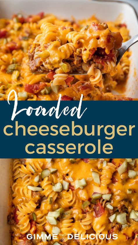 If you’re a cheeseburger lover then this cheeseburger pasta casserole is for you. It’s just like a big juicy cheeseburger right in a bowl. Loaded with ground beef, cheese, pasta, and pickles, all the flavors of a burger in a comforting pasta dish!View this recipe from gimmedelicious.com now! Cheese Burger Lasagna, Big Mac Pasta Casserole, Loaded Cheeseburger Pasta, Cheese Burger Casserole Recipes, Cheeseburger Casserole Pickles, Cheeseburger Pickle Casserole, Cheese Burger Pasta Recipes, Easy Dinner Recipes For Big Family, Loaded Bacon Cheeseburger Mac