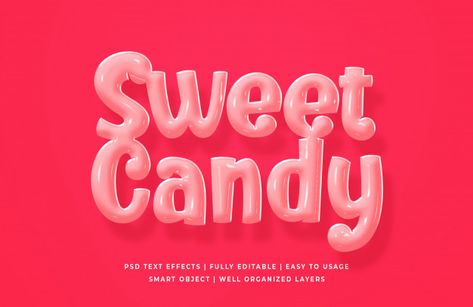 Candy Text, Embossed Text, Candy Poster, Retro Text, Business Labels, Infographic Poster, Sweet Texts, Valentine Projects, 3d Text Effect