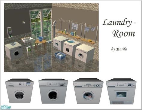 marilu's Laundry - Room Ivory Kitchen, Youth Room, Washing Laundry, Sims Community, Washing Machines, Mesh Shorts, Electronic Art, Dryers, The Sims Resource