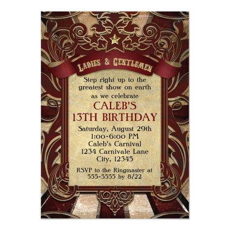 Vintage Circus Carnival Elegant Wedding Invitation #wedding #elegant #birthday #cirque #bridal #affiliatelink #promo #carnivalbirthday #carnivalparty #carnivaltheme #carnivalpartyinvitations #zazzle #birthdayideas #birthdaypartythemes Brunch Invites, Circus Invitations, Elegant Save The Date, Carnival Circus, Date Invitation, Elegant Wedding Invitation, Circus Baby, Elegant Birthday, Vintage Invitations