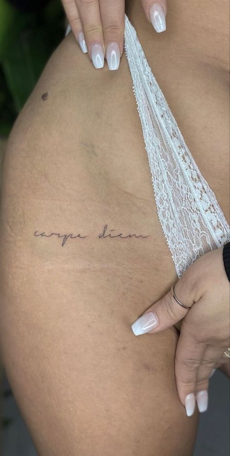 Tattoo Carpe Diem, Carpe Diem Art, 44 Tattoo, Small Words Tattoo, Tattoos 2023, Aesthetic Relationship, Aesthetic Vision Board, Couple Photo Ideas, Private Tattoos