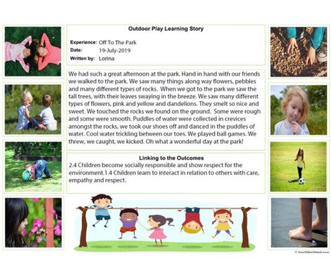 This template is used to write a Learning Story on Outdoor Play for an individual child or a group of children. The Outdoor Play Learning Story templa... Preschool Documentation, Observation Examples, Developmental Milestones Toddlers, Story Examples, Learning Stories Examples, Eylf Learning Outcomes, Early Childhood Education Curriculum, Nursery Practitioner, Aussie Childcare Network