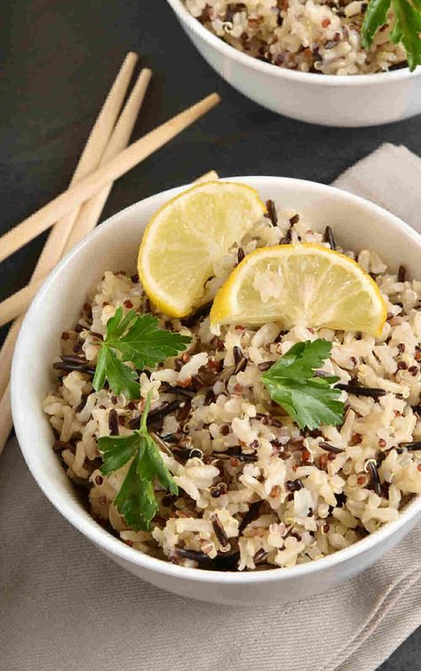 My basic recipe for seasoned wild rice and brown rice is so versatile. Add some plant based protein for a delicious vegan dish. #wildrice #vegan Seasoned Wild Rice, Vegetarian Wild Rice Recipes, Creamy Mushroom Wild Rice, Mushrooms And Wild Rice, Vegan Wild Rice, Wild Rice Recipe, Mushroom Wild Rice Soup Vegan, Rice Recipes Side, Mushroom Wild Rice