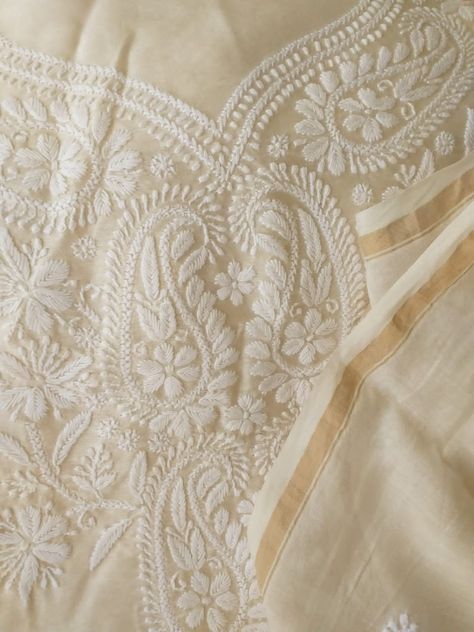 For ENQUIRIES  - Please Whatsapp on 9539 820 656 Chicken Kurta, Chikankari Design, Chikan Embroidery, Embroidery Styles, Chicken Kari, Chikankari Embroidery, Shirt Tutorial, Chikankari Suits, Ribbon Embroidery Tutorial