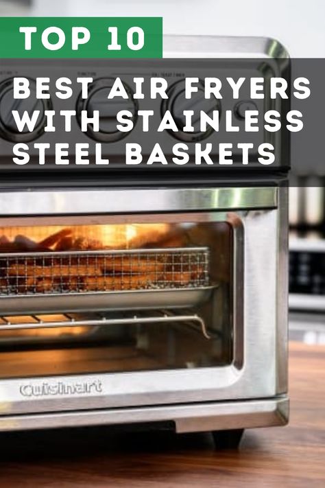 List of top 10 best air fryers with stainless steel baskets in 2021 with detailed reviews and buyer guide. Stainless steel baskets in air fryers will last longer than other materials. They are dishwasher-safe, withstand high heat exposure, and large amounts of water from cleaning. Health benefits and pros offered by air fryers make them an alternative to instant pots and deep fryers. Stainless Steel Air Fryer, Air Fryer Basket Recipes, Non Toxic Air Fryer, Air Fryers Reviews, Nuwave Air Fryer Recipes, Kalorik Air Fryer, Nuwave Air Fryer, Fryer Machine, Large Air Fryer