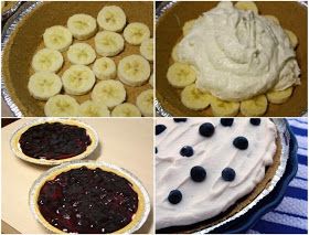 Lipstick Skulls: Blueberry Banana Pie Blueberry Banana Pie Recipe, Banana Cream Cheese Pie, Blueberry Cream Cheese Pie, Banana Cream Cheese, Banana Cream Cheesecake, Banana Pudding Cake, Banana Pie, Banana Pudding Cheesecake, Cream Cheese Pie