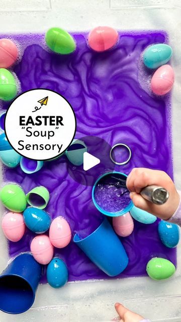 Susie Allison, M. Ed | Busy Toddler on Instagram: "It’s gorgeous 💜 ⠀⠀⠀⠀⠀⠀⠀⠀⠀  SUPPLIES: -Purple metallic paint from @discountschoolsupply -28 qt storage bin from Target -Easter eggs -Scoops, cups, jars ⠀⠀⠀⠀⠀⠀⠀⠀⠀ AGE? Any age that is safe with water play - remember this isn’t taste safe water since we stirred in paint. This is my 3 year old friend playing in this video. She loved it. ⠀⠀⠀⠀⠀⠀⠀⠀⠀ This is a 10/10 way to play with Easter eggs & remember: since it’s just kids paint mixed with water, nothing stains 💜 ⠀⠀⠀⠀⠀⠀⠀⠀⠀ ✨Send this to a friend & plan a play date together✨" Easter Sensory Bin Ideas, Easter Sensory Bin, Target Easter, Easter Science, Sensory Bin Play, Safe Water, Purple Metallic, Play Date, Sensory Bin