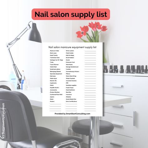 Nails Supplies Organization, Nail Supply List, Nail Tech Station At Home, Nail Supplies Organization, Esthetics Business, Nails Supplies, Manicure Chair, Nail Salon Equipment, Nail Salon Supplies