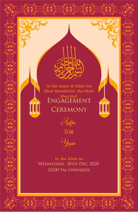 Muslim Engagement, Engagement Invitation Card, Skulls Tattoo, Greeting Card Maker, Bio Data For Marriage, Engagement Invitation Cards, Mughal Art Paintings, Indian Wedding Invitation Cards, Bio Data