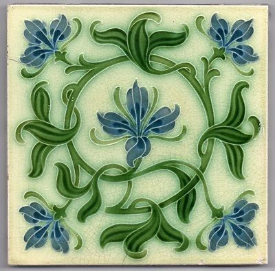 Art Nouveau Honeysuckle, Tile Tattoo, Art Nouveau Tattoo Design, Back Splashes, Art Nouveau Tile, Craftsman Tile, Art Nouveau Tattoo, Nouveau Tattoo, Pretty Tiles