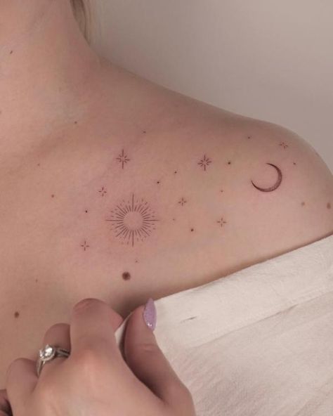 Sun And Moon Tattoo, Sun Tattoos, Forbidden Fruit, Small Hand Tattoos, Subtle Tattoos, Piercing Ideas, Tat Ideas, Elegant Tattoos, Feminine Tattoos