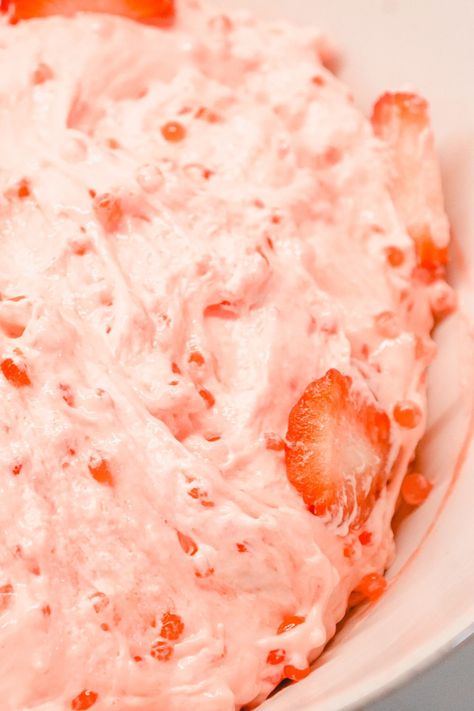 Tapioca Fruit Salad Recipe, Pink Fluff Salad, Tapioca Salad, Strawberry Tapioca, Jello And Cool Whip, Pearl Dessert, Pearl Tapioca, Tapioca Dessert, Strawberry Jello Salad