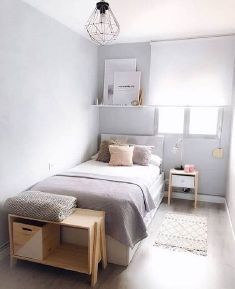 Narrow Bedroom, Tiny Bedroom Design, Bedroom Hacks, Single Bedroom, Simple Room, Nordic Living, Small Room Design, Minimalist Room, Teen Bedroom Decor