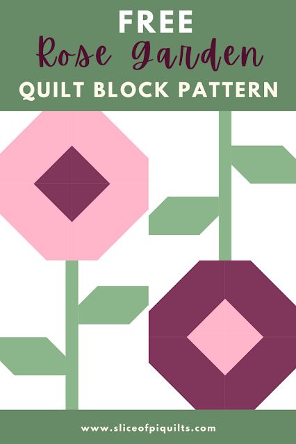 Free Rose Garden flower quilt block Rose Garden Quilt, Flower Quilt Block, Flower Quilt Patterns, Quilt Blocks Easy, Block Quilts, Big Block Quilts, Flower Garden Quilt, Heart Quilt Pattern, Quick Quilt