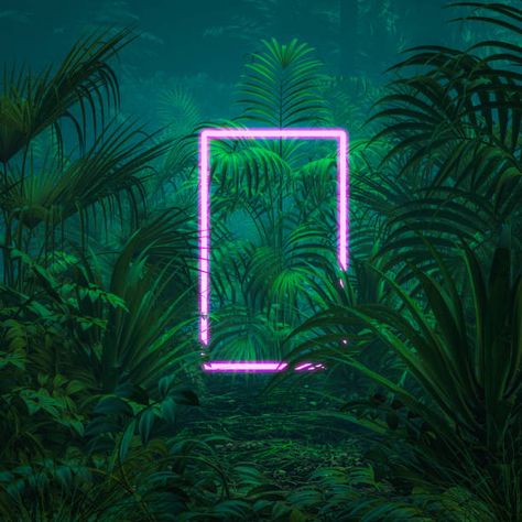 Neon Jungle, Jungle Party, Neon Art, Packaging Design Inspiration, Color Of The Year, Canvas Home, Lush Green, 3d Illustration, Neon Lighting