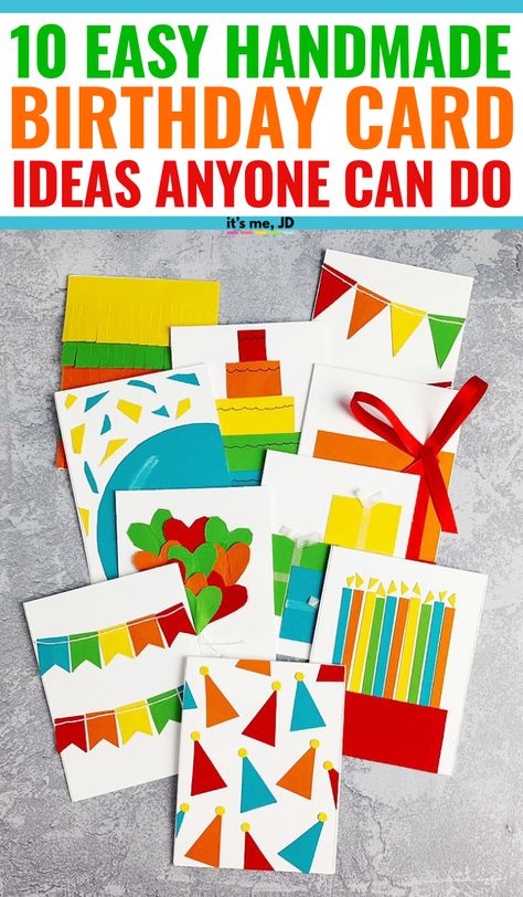 Easy DIY Birthday Cards Using Minimal Supplies - Handmade Birthday Card Ideas #birthdaycard #birthdaycards #papercrafts #cardmaking #handmadecards Easy Handmade Cards Ideas, Birthday Cards For Kids Handmade, Birthday Card Made By Kids, Kid Birthday Cards Handmade, Kids Homemade Birthday Cards, Easy Handmade Birthday Cards, Simple Birthday Cards For Kids, Construction Paper Birthday Cards, Diy Kids Birthday Cards