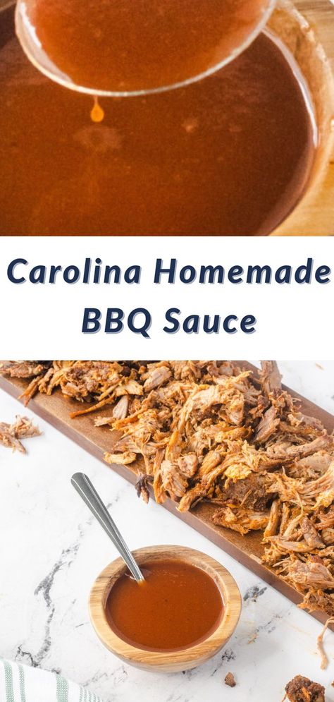 Two angle shots of Western North Carolina BBQ Sauce. 3 Ingredient Bbq Sauce, North Carolina Bbq Sauce, Vinegar Based Bbq Sauce, Roasted Recipes, Vinegar Bbq Sauce, Carolina Bbq Sauce, Gluten Free Bbq, Homemade Bbq Sauce Recipe, Homemade Bbq Sauce