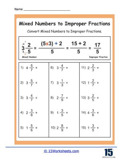 Mixed Fractions To Improper Fractions, Mixed Fraction To Improper Fraction, Converting Mixed Numbers To Improper, Mixed Fractions Worksheets, Mixed Numbers To Improper Fractions, Improper Fractions To Mixed Numbers, Fraction Worksheet, Mixed Fractions, Holiday Science