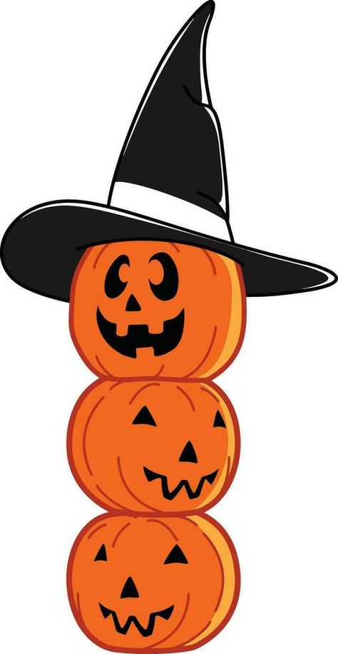 Scary Halloween Pumpkins, Witch Hat, Scary Halloween, Halloween Pumpkins, Transparent Background, Happy Halloween, Vector Art, Vector Free, Halloween Decorations