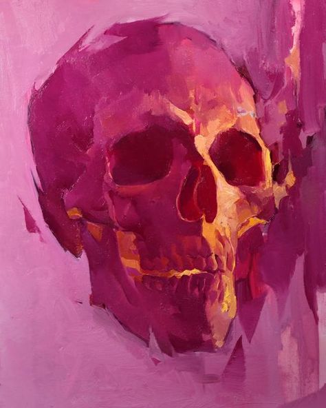 How To Paint A Skull, Oil Paintings For Beginners, Skull Oil Painting, Glowing Painting, Dark Art Painting, Brushstroke Painting, Nick Runge, Skull Paintings, Valentine Painting