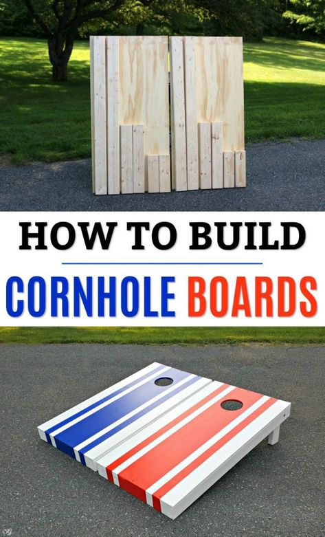 Cornhole Paint Ideas Design, Cornhole Diy, Cornhole Board Plans, Stained Cornhole Boards, Make Cornhole Boards, Diy Cornhole, Diy Cornhole Boards, Diy Yard Games, Corn Hole Diy