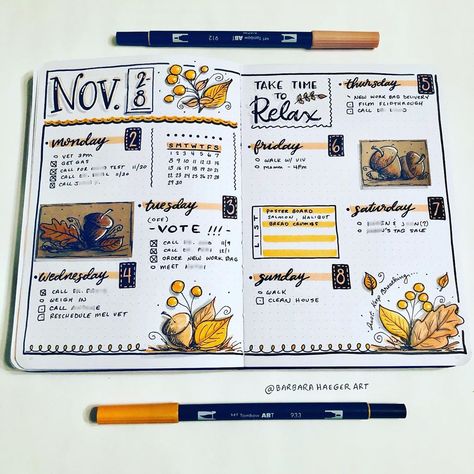 Barbara Haeger on Instagram: “Finally posting this week... . . . . . . #bujo #bulletjournal #bujobeauty #planner_daily #notebook_profile #bulletdaily #bulletjournaling…” Notebook Profile, Bullet Journal November, Journal November, Hello Kitty Colouring Pages, Happy Planner Layout, Bullet Journal Paper, Cool Journals, Hello Kitty Coloring, Bullet Journal Notebook