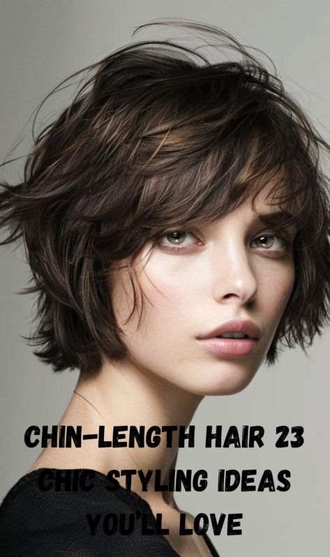 Embrace the chic side of chin-length hair with these styling ideas! Get inspired with 23 fresh looks that add flair to your everyday style. Chin Length Wavy Hair, Chin Length Bob With Bangs, Weak Chin, Hairdo Ideas, Chin Length Cuts, Chin Length Haircuts, Haircuts Ideas, Fall Hairstyles, Chin Length