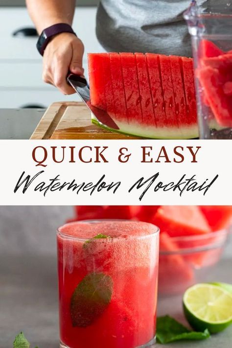 Virgin Summer Drinks, Watermelon Mocktail Recipe, Watermelon Summer Drinks, Watermelon Mocktail, Watermelon Recipes Drinks, Watermelon Cocktail Recipes, Non Alcoholic Mojito, Pina Colada Mocktail, Summer Drinks Nonalcoholic