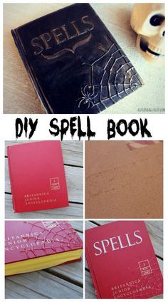 Diy Spell Book, Diy Halloween Spell Book, Halloween Decorations Outdoor Porch, Diy Halloween Witch, Cheap Halloween Diy, Halloween Spell Book, Potions Book, Halloween Spells, Halloween Diy Outdoor