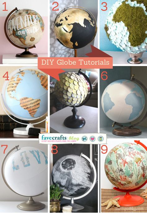 Diy Globe Projects, Quirky Crafts, Diy Globe, Theme Park Map, Globe Projects, Globe Diy, Globe Crafts, Painted Globe, Upcycling Furniture