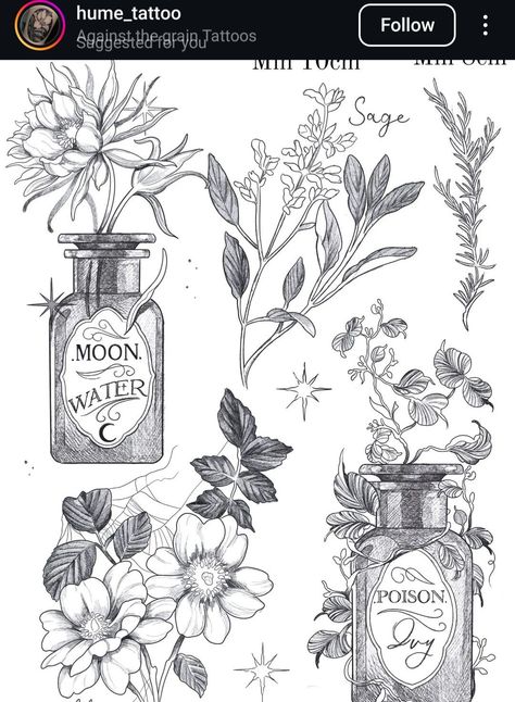 Goth Botanical Tattoo, Poisonous Plant Tattoo, Floral Vine Tattoos, Bristol Tattoo, Cottagecore Tattoo, Illustrative Tattoos, Earthy Tattoos, Goth Tattoo, Witch Tattoo