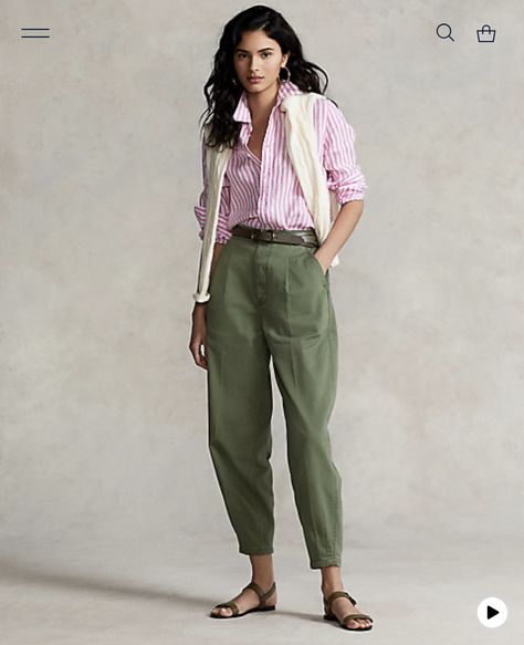 Polo Ralph Lauren Women Outfits, White Striped Shirt Outfit, Striped Linen Shirt, Linen Shirts Women, Mode Casual, Comfy Fashion, Tshirt Outfits, Hiking Outfit, Looks Style